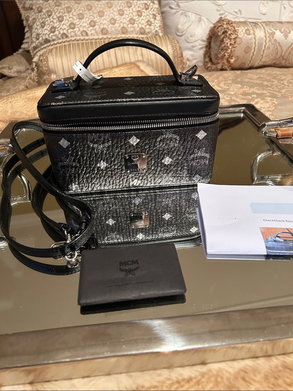 MCM
Rockstar Visetos Mini Black and Silver Vanity Case/ Crossbody w/Strap & COA